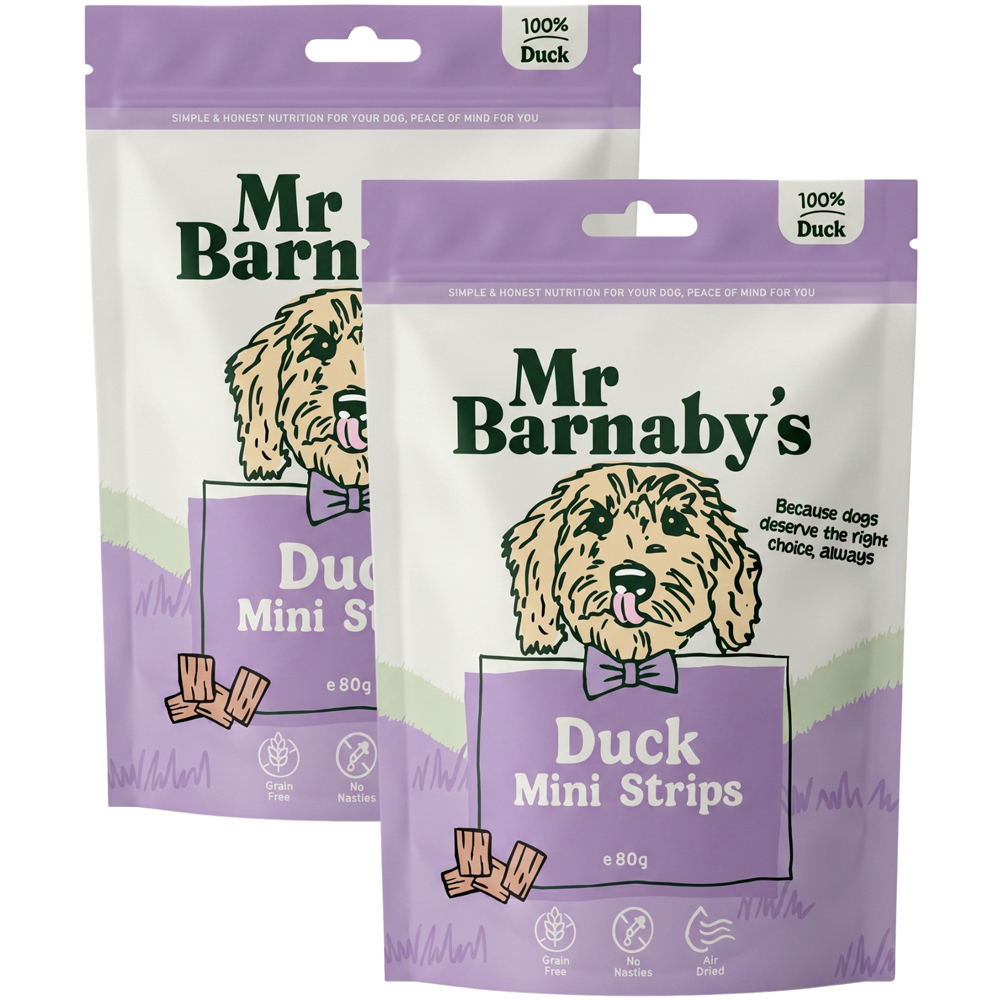 Mr Barnaby's Duck Mini Strips Dog Treats 80g 2 Pack Image 1