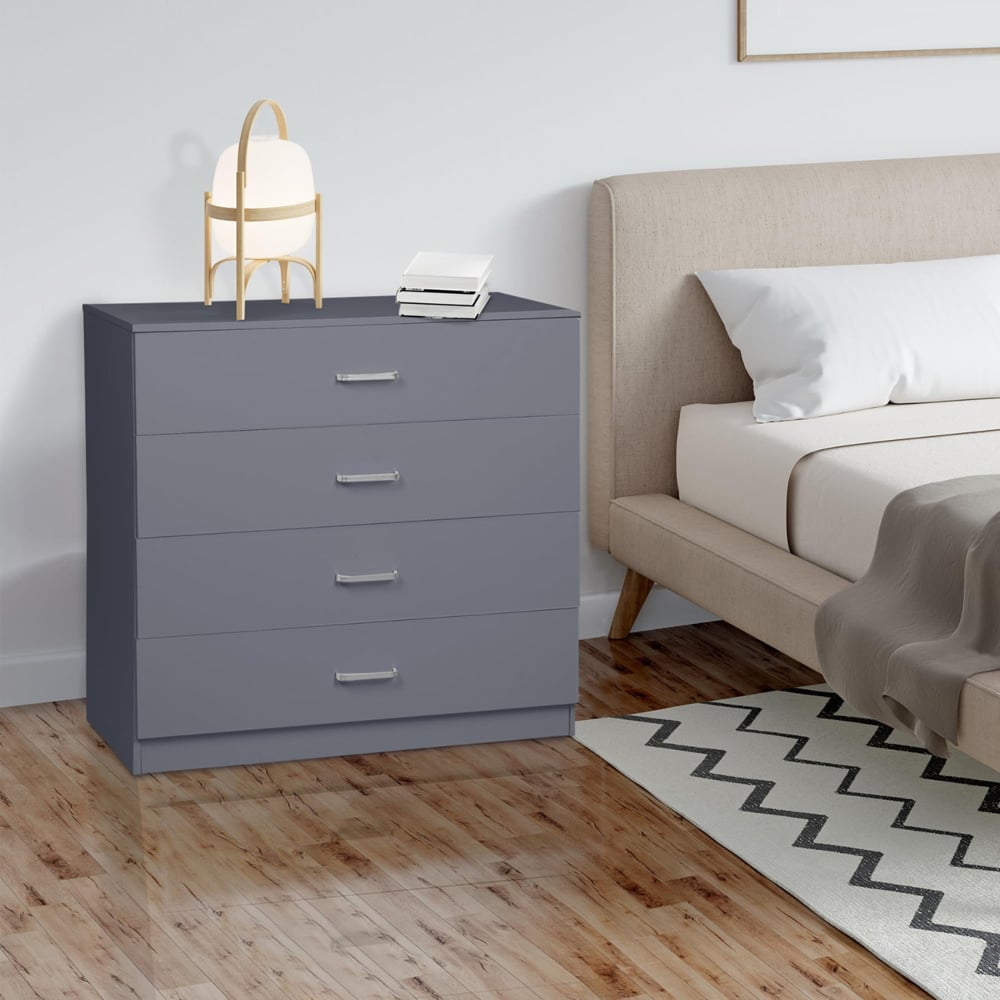 Alivio 4 Drawer Grey Bedside Storage Cabinet Image 5