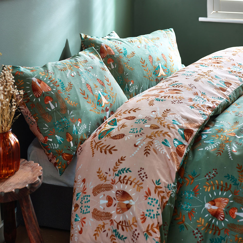 furn. Lunawood Double Fern Green Duvet Set Image 2