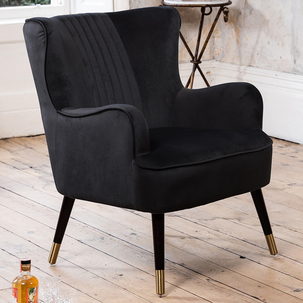 Artemis Home Madison Black Velvet Accent Chair Image 1