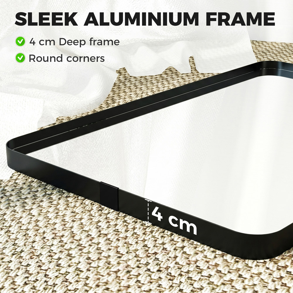 HOMCOM Black Wall Mounted Rectangular Wall Mirror 90 x 60cm Image 8