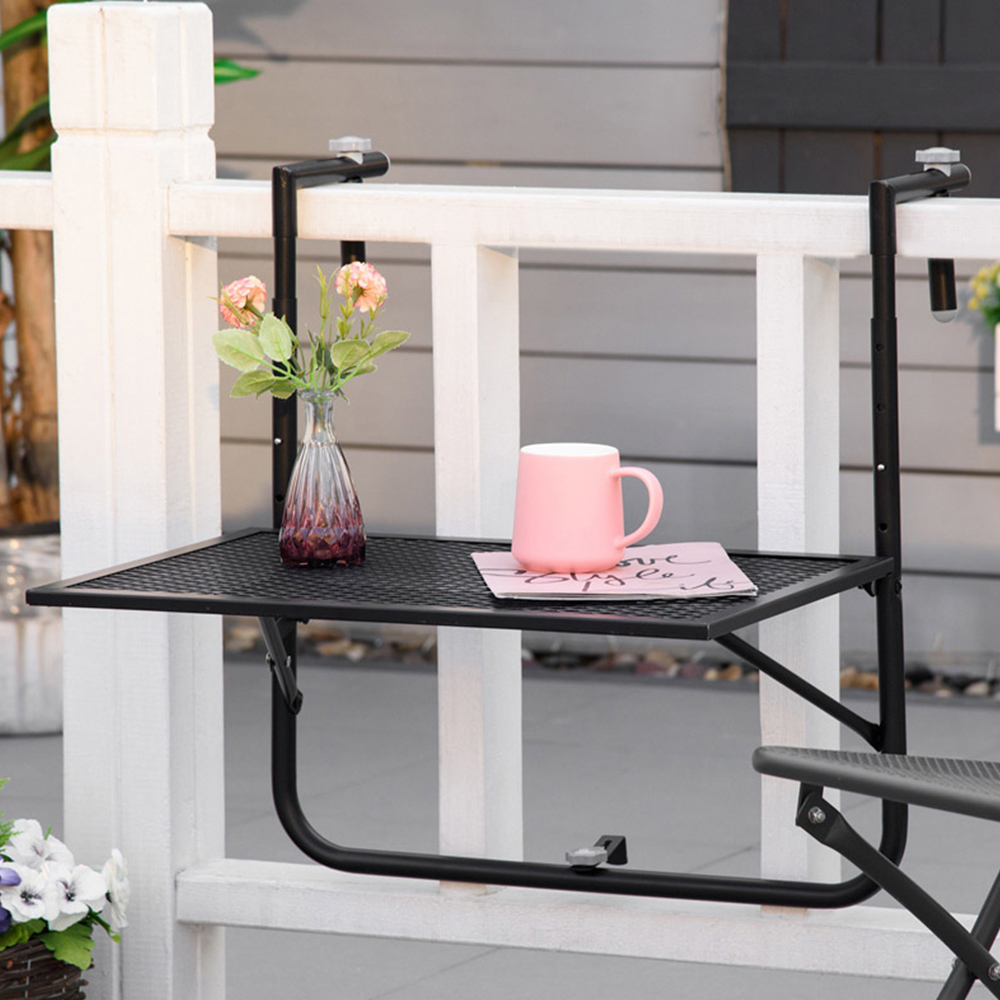 Outsunny Black Balcony Hanging Table Image 1