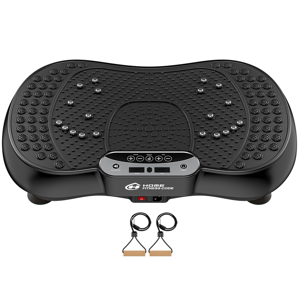 Rattrix Black Vibration Plate Exercise Machine with Bluetooth Speaker and Resistance Bands Image 1