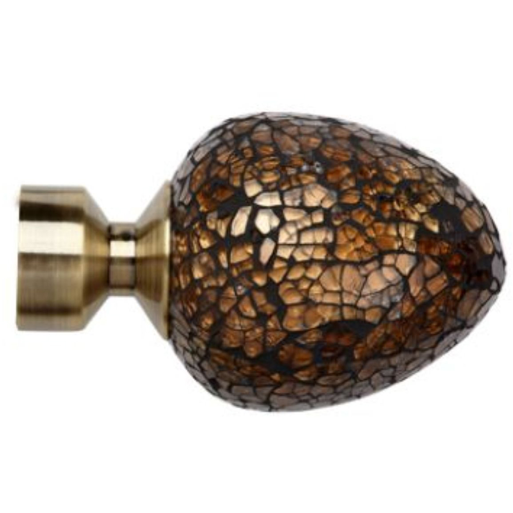 New Edge Blinds 200cm Fixed Length Antique Brass Eyelet Metal Curtain Pole Set with Alexia Finial Image 2