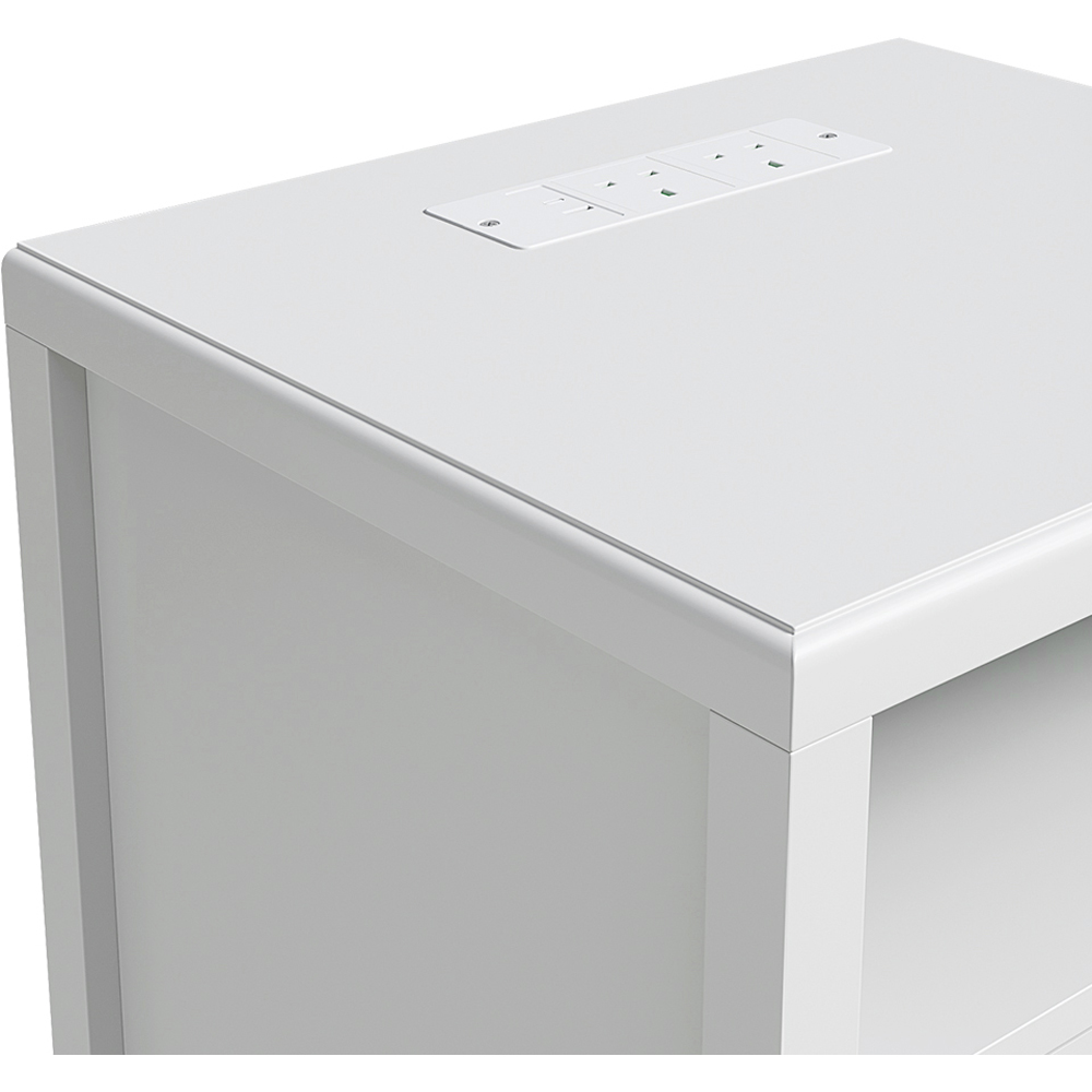 Living and Home 2 Drawer Single Shelf White Modern Bedside Table with Power Strip Set of 2 Image 3