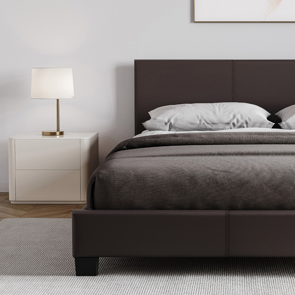 Vida Designs Lisbon Double Brown Faux Leather Bed Frame Image 4