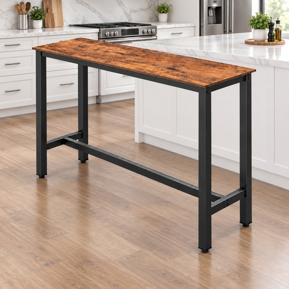 Modcraft Industrial-Style Bar Table Desk Vintage Brown and Black Image 5