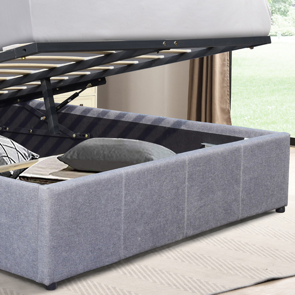 Comfy Living Double Light Grey Ottoman Bed Frame with LED Image 6