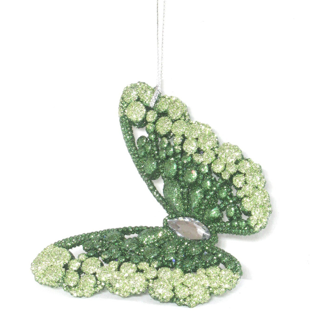 Two Tone Glitter Butterfly Hanging Decoration Green Image 3
