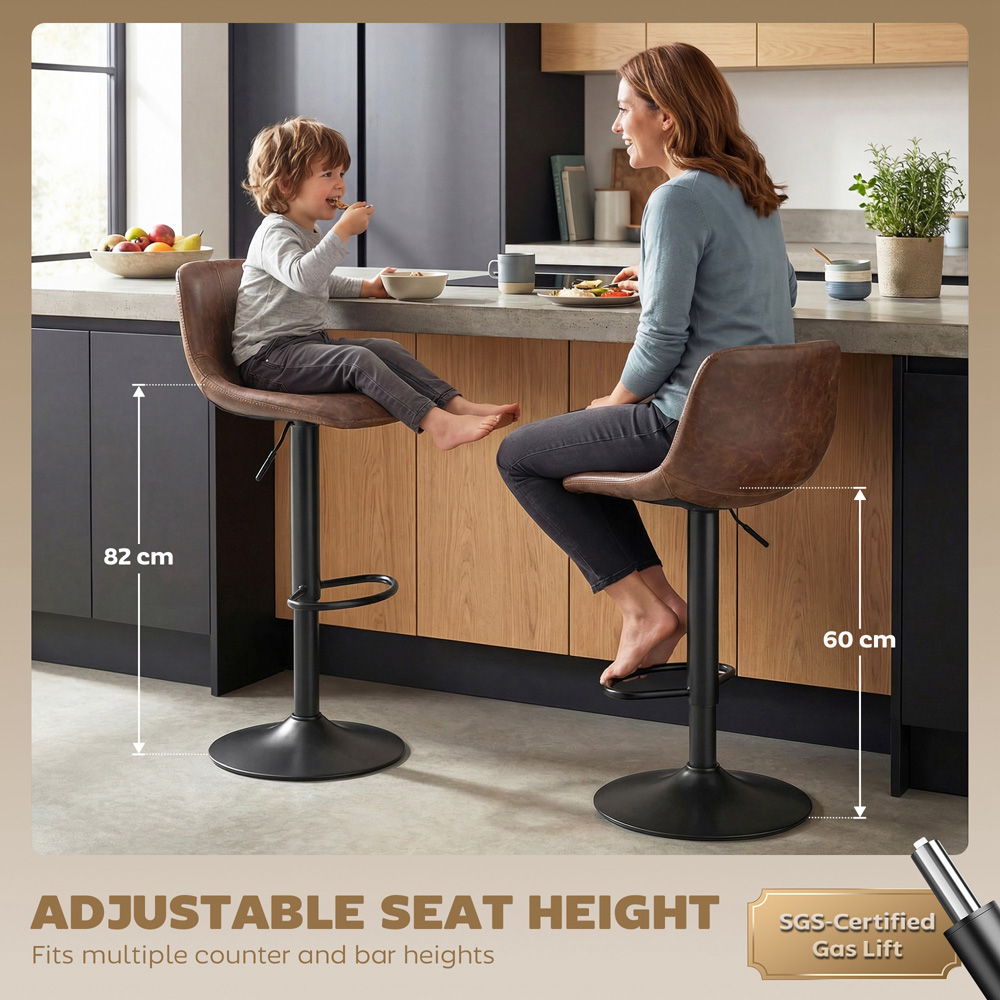 Portland Brown Leathaire Swivel Bar Stool Set of 2 Image 7