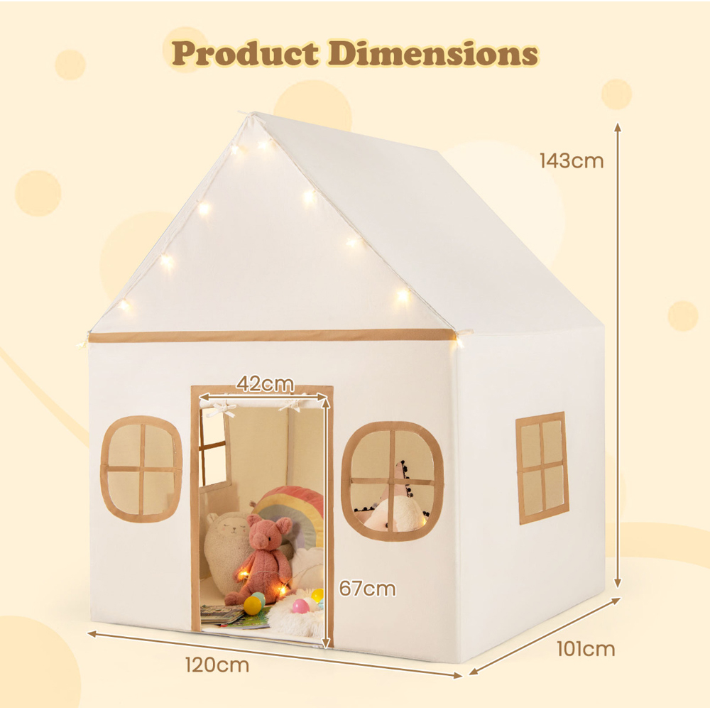Costway Beige Indoor Kids Playhouse Tent Image 7