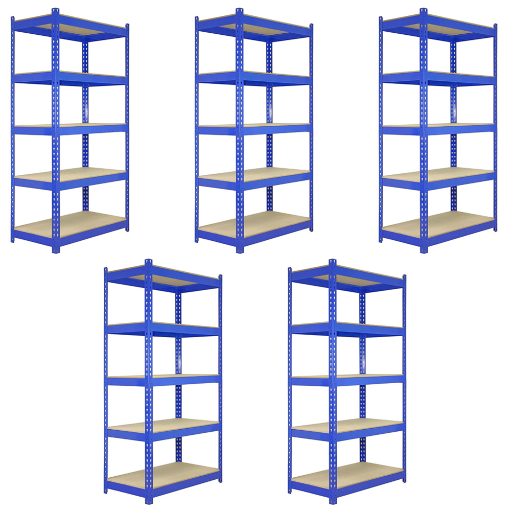 Monster Shop Q-Rax Blue Metal Racking Units 180 x 90 x 50cm 5 Pack Image 1