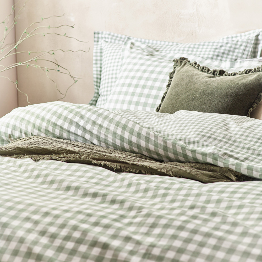 Yard Barton Double Forest Check Printed 144 Thread Count Duvet Cover and Pillowcase Set Image 2