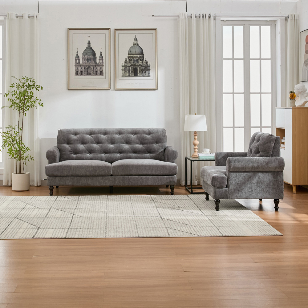Furniture One 4 Seater Grey Mid Century Sofa Set Image 8