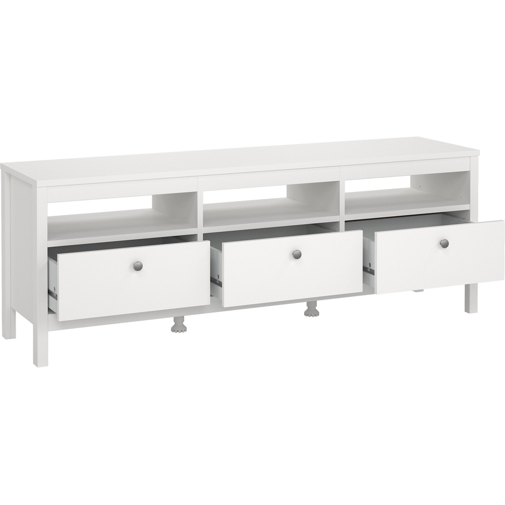 Florence Madrid 3 Drawer 3 Shelf White TV Unit Image 4