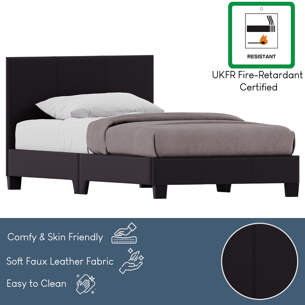 VIDA DESIGNS Lisbon Single Brown Faux Leather Bed Frame Image 7