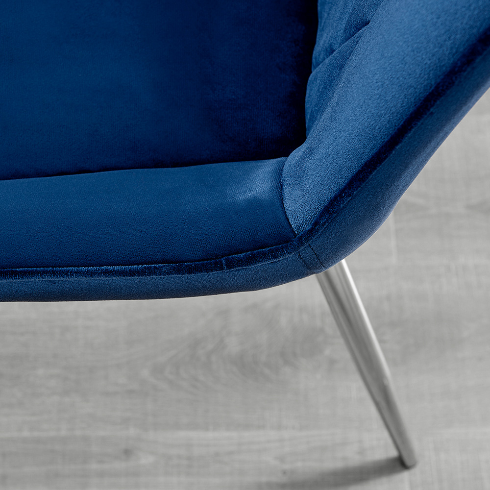 Furniturebox Copeland Cesano Marble Effect 2 Seater Dining Set White Navy and Chrome Image 8