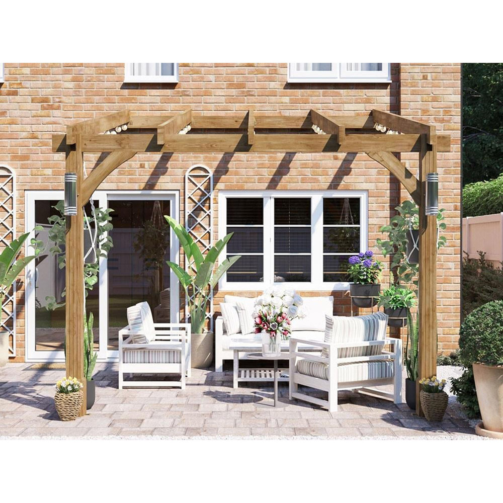 Dunster House Leviathan 3 x 3m Brown Plant Frame Wall Mounted Lean To Pergola Image 5