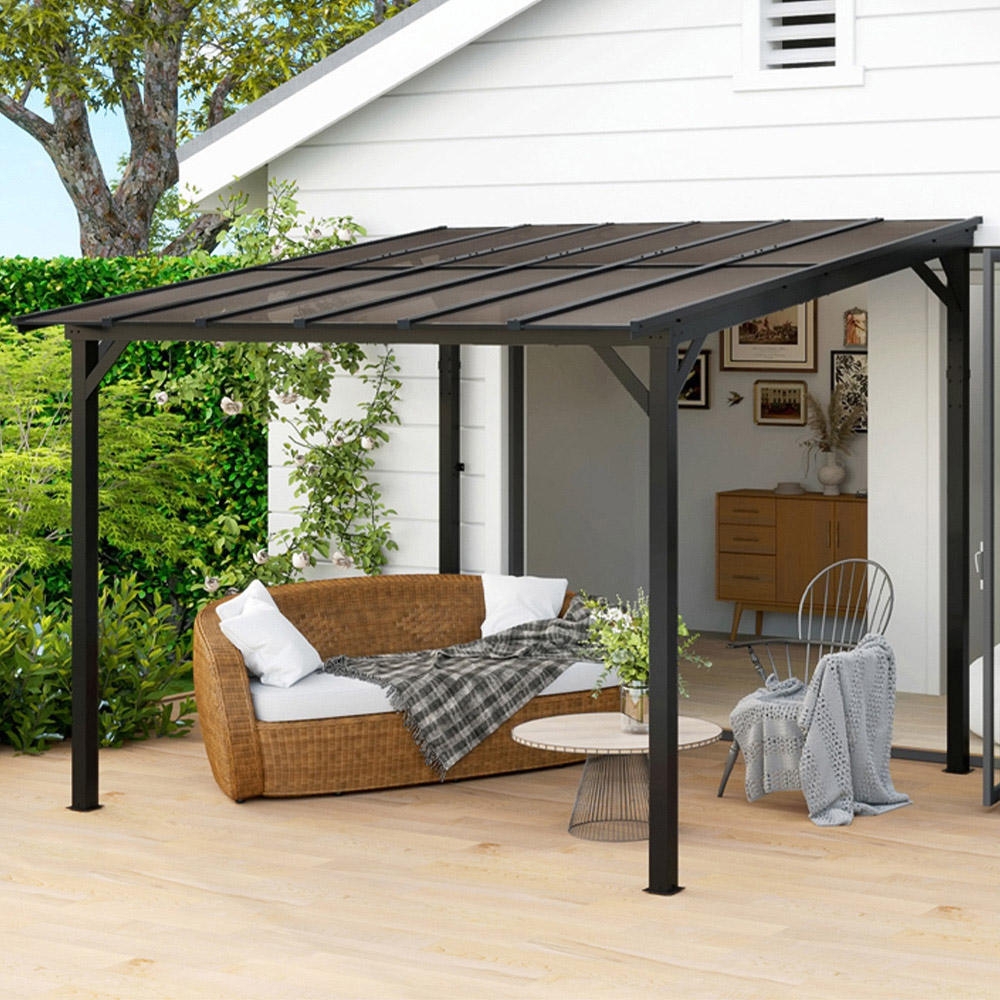 Outsunny 3 x 3m Black Pergola with Waterproof Roof Image 1