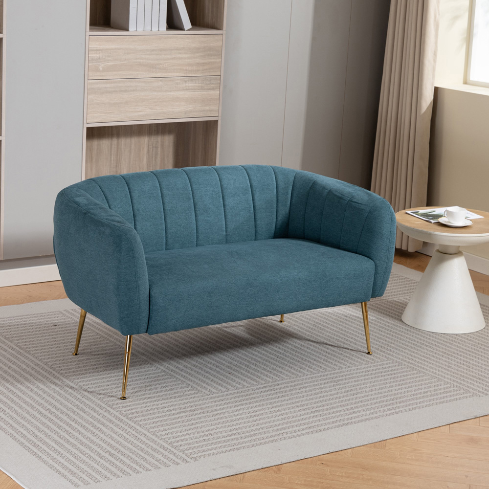 Artemis Home Stanton 2 Seater Teal Fabric Shell Accent Sofa Image 7