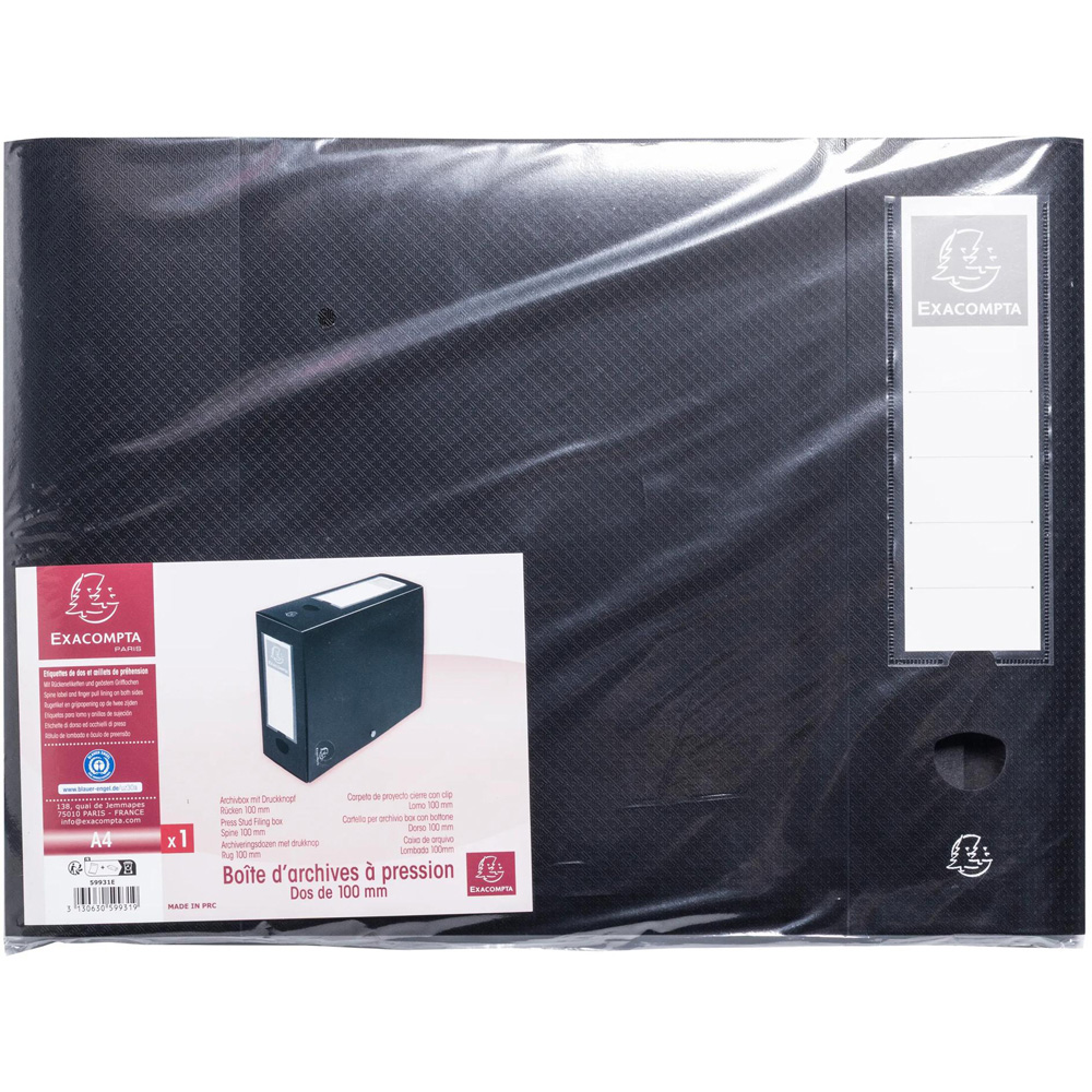 Exacompta A4 Black PP Stud File Box 10 Pack Image 4