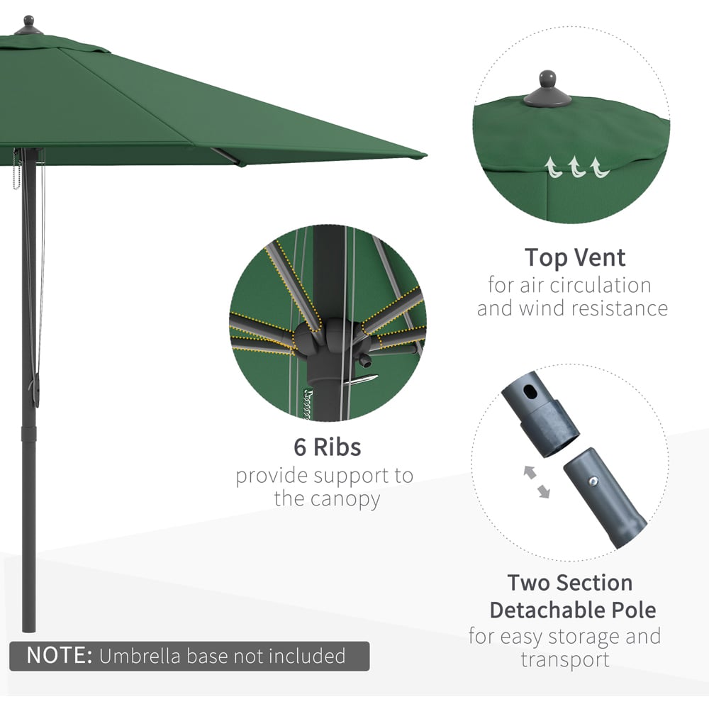 Outsunny Green Manual Push Parasol 2.8m Image 5