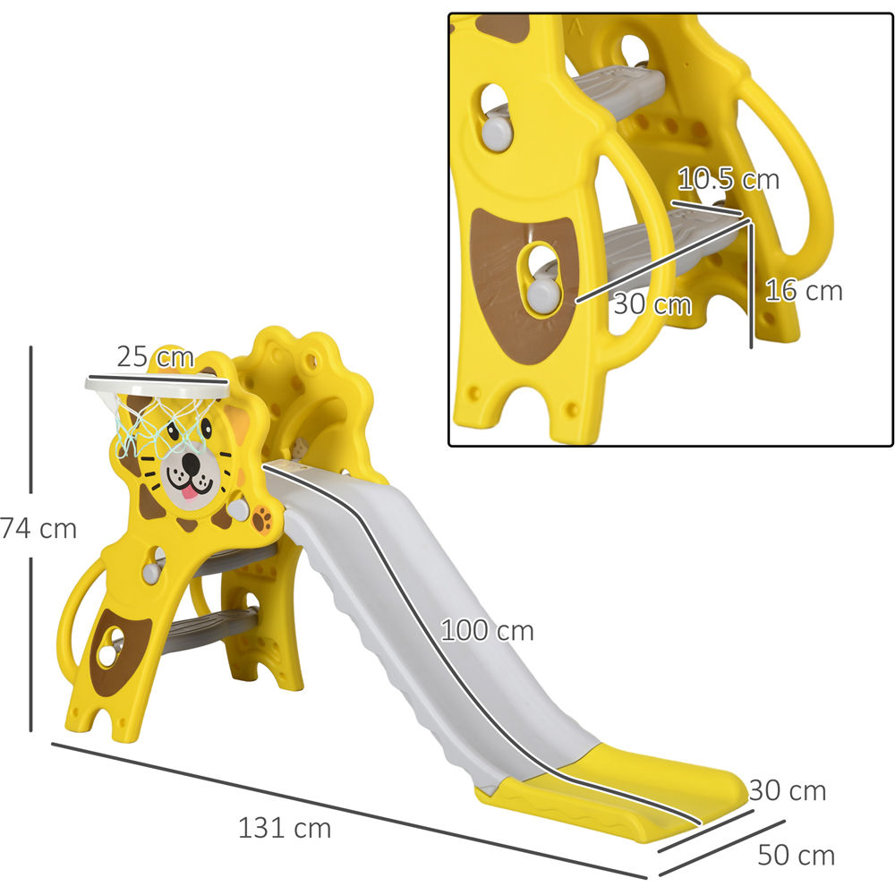 Tommy Toys 2 in 1 Yellow and White Kids Slide with Basketball Hoop Image 7