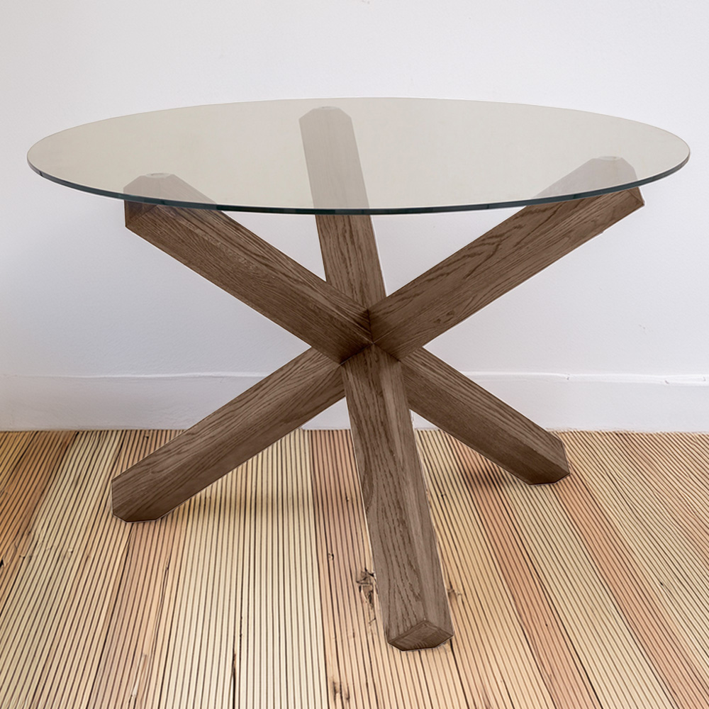 Bentley Designs Turin Dark Oak Circular Glass Table Image 1