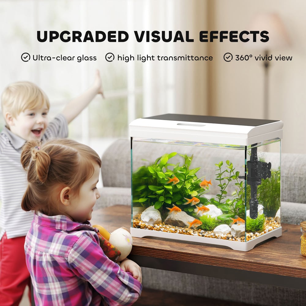 PawHut White LED Glass Fish Tank with Filter System and Water Pump 17L Image 7