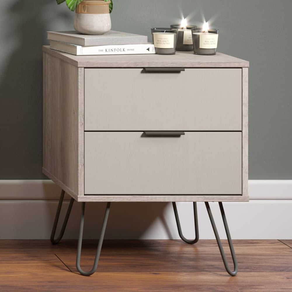 Augusta 2 Drawer Driftwood Bedside Table Image 1