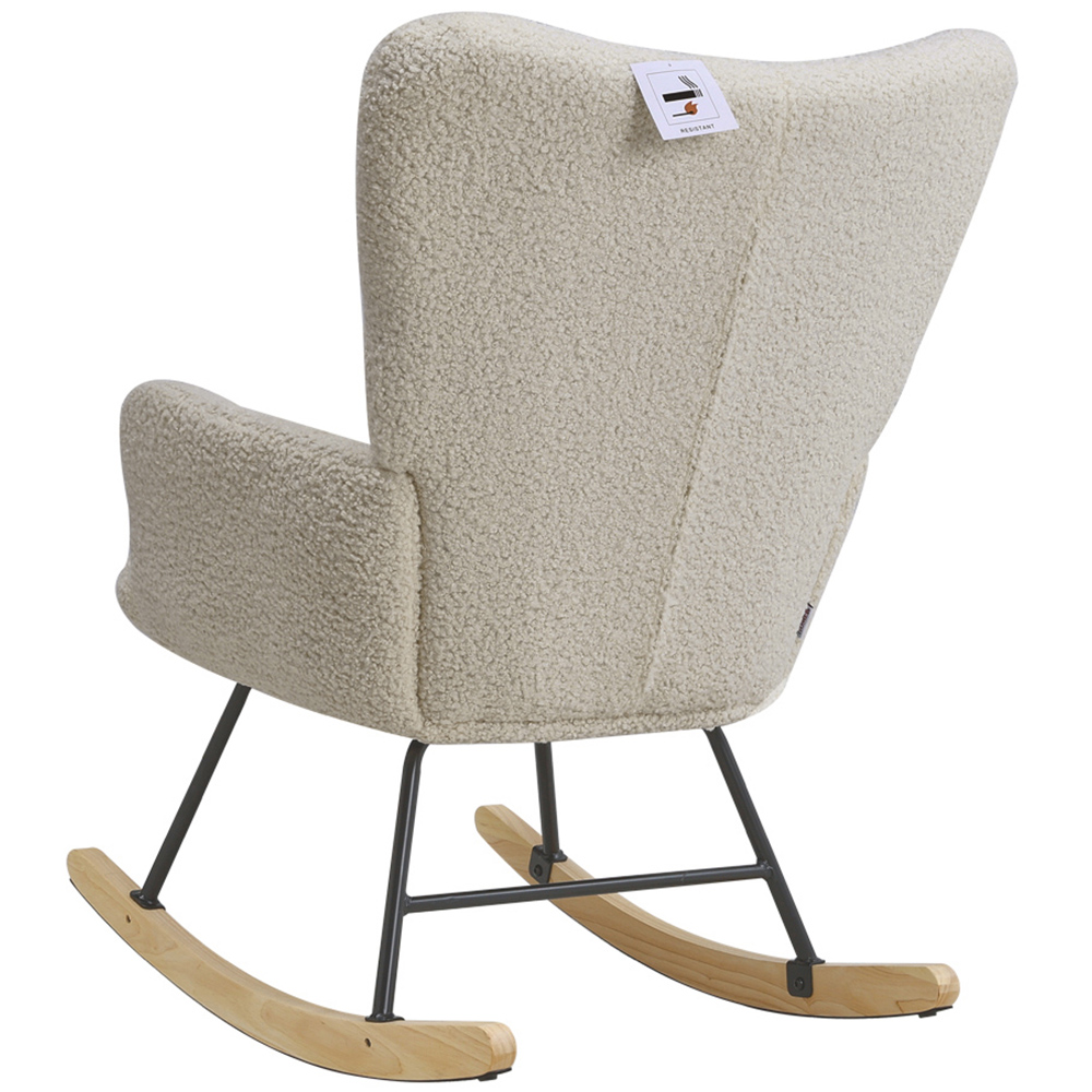 Living and Home White Sherpa Tufted Rocking Chair Image 3