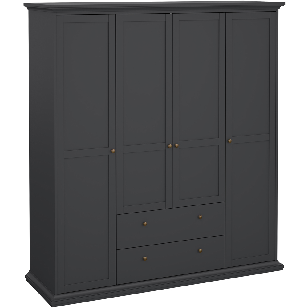 Florence Paris 4 Door 2 Drawer Matt Grey Wardrobe Image 2
