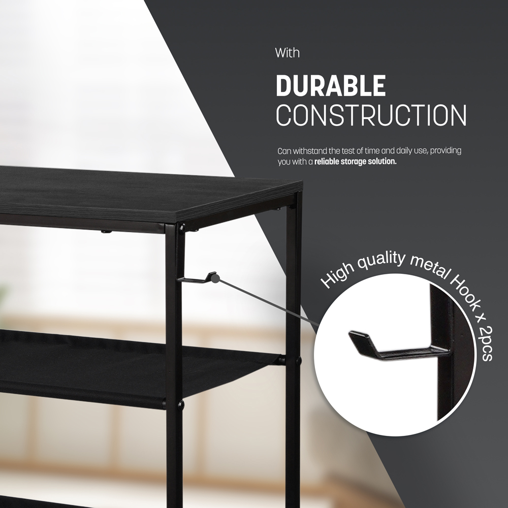 Keplin 4 Shelf Black Shoe Rack Image 3