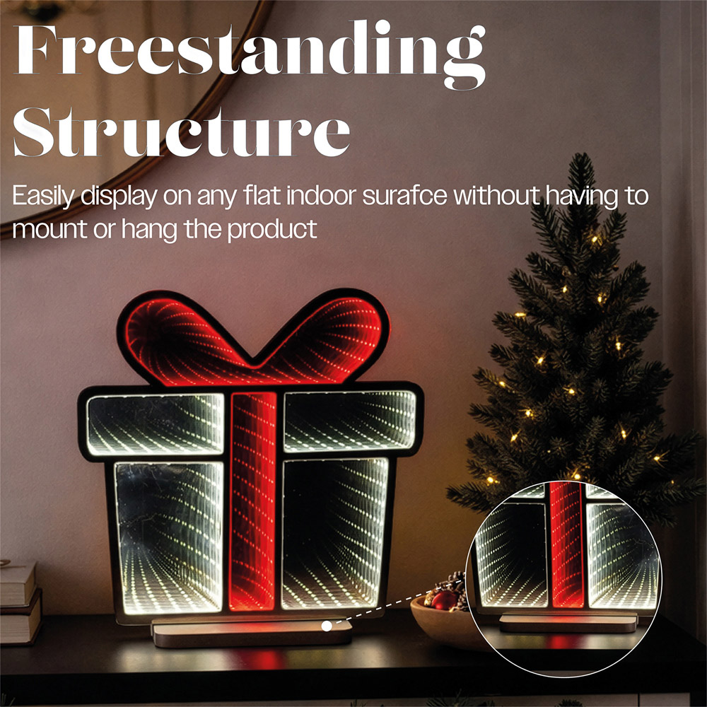 Xmas Haus Multicolour LED Gift Box Infinity Light Christmas Decoration 30cm Image 5