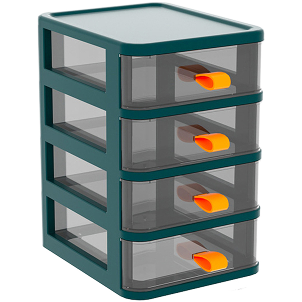 Living and Home 4 Drawer Green Storage Box Image 1