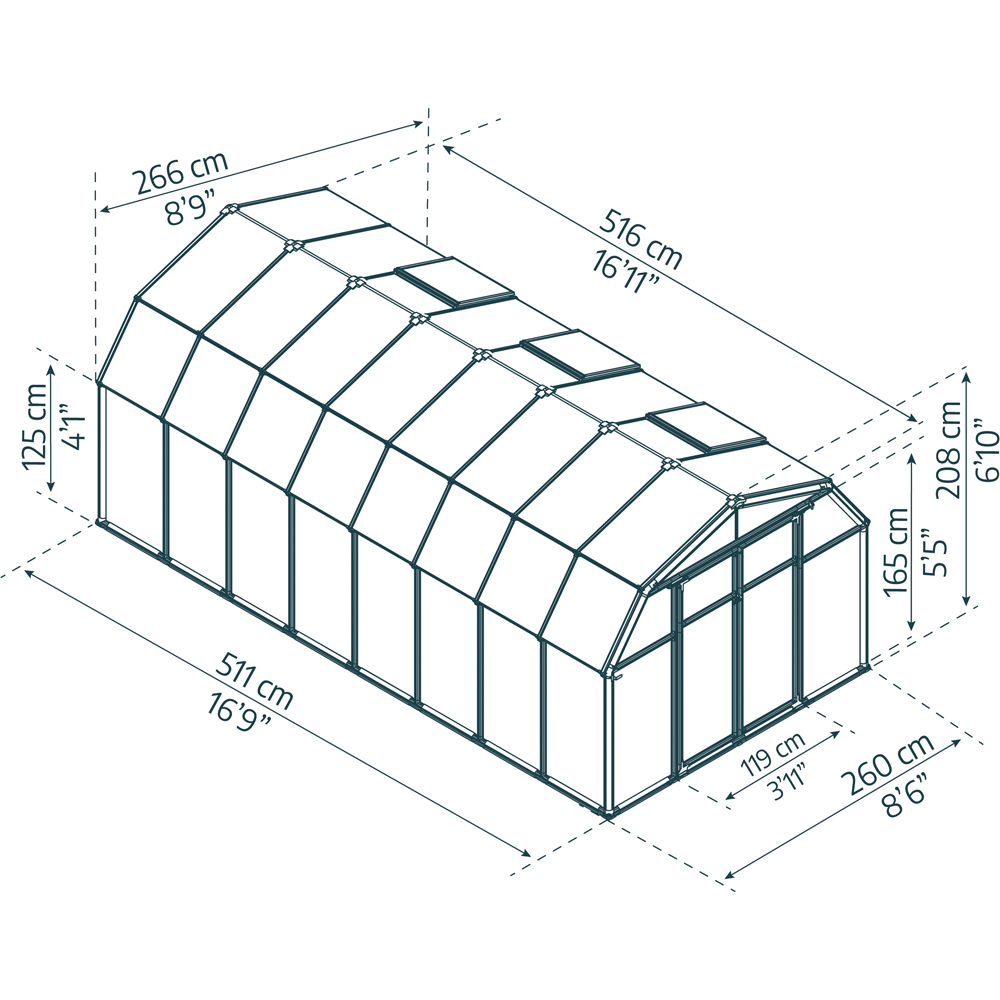 Palram Canopia Hobby Gardener 8 x 16ft Greenhouse Image 5