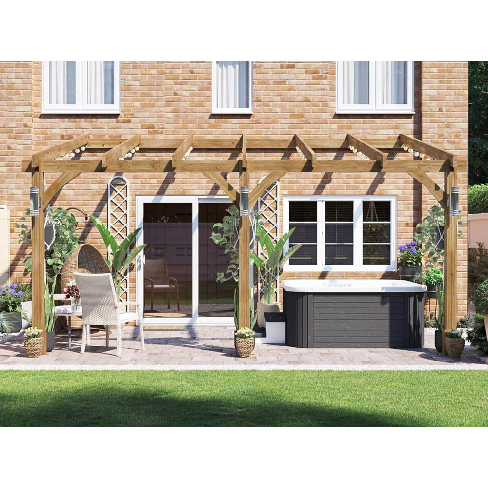 Dunster House Leviathan 5 x 3m Brown Plant Frame Wall Mounted Lean To Pergola Image 5