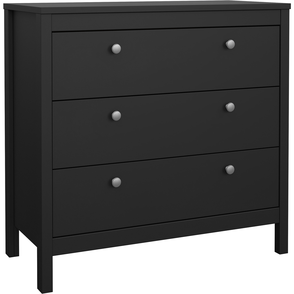 Florence Madrid 3 Drawer Matt Black Chest of Drawers Image 2