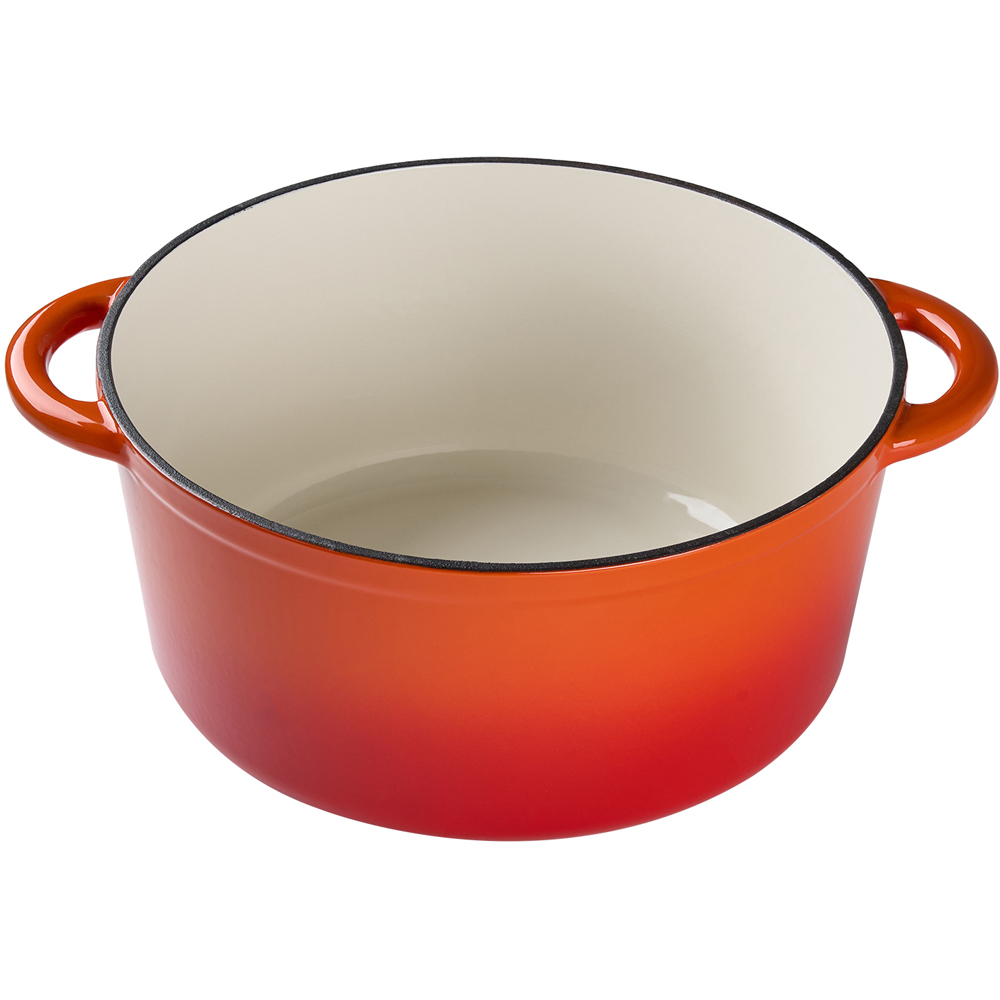 Living and Home 6L Orange Cast Iron Enamel Dutch Oven with Lid Image 3