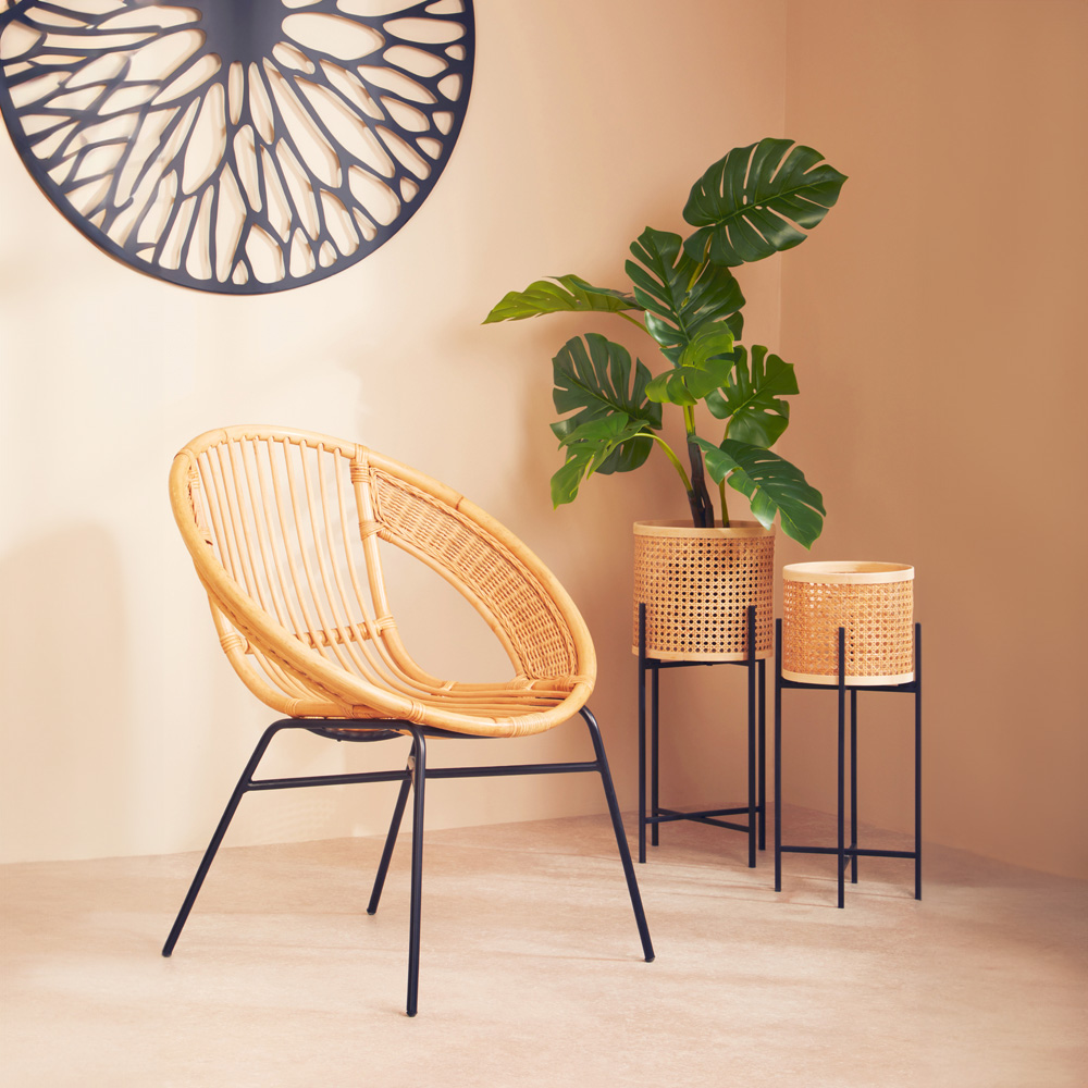Interiors by Premier Lagom Natural and Black Rattan Chair Image 8