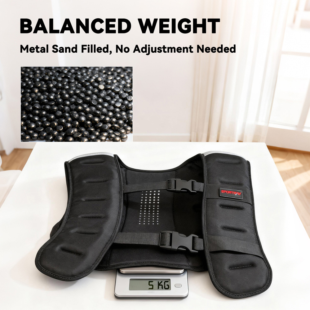 SPORTNOW 5kg Adjustable Weighted Vest with Straps and Reflective Strips Image 7