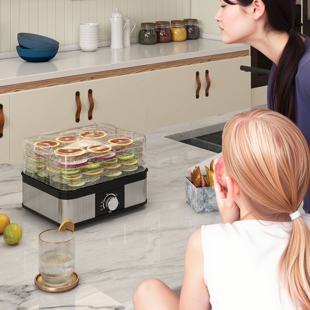 HOMCOM 800-142V71BK 5 Tier Black Food Dehydrator 245W Image 3