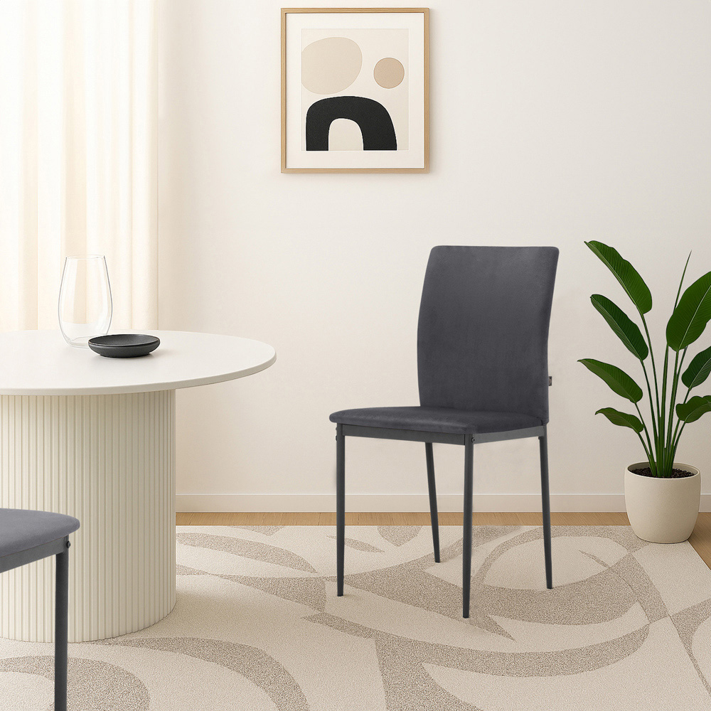 Loft24 Pavia Set of 2 Anthracite Velvet Dining Chair Image 8