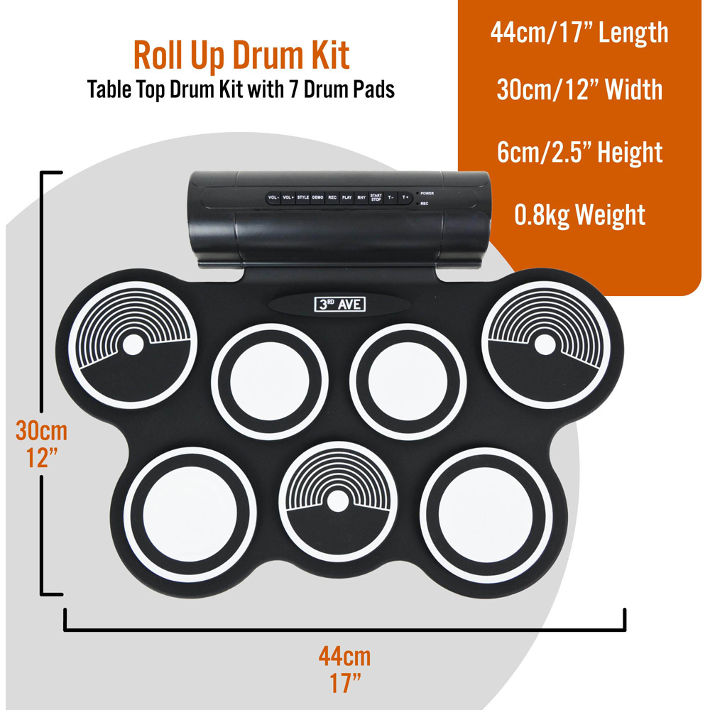 3rd Avenue Electronic Roll Up Drum Kit Image 7