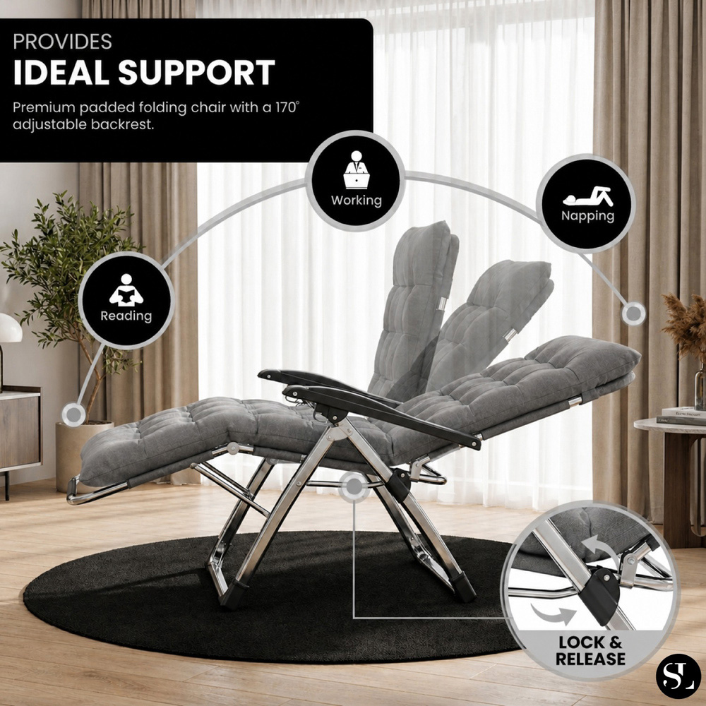 Smart Living Grey Zero Gravity Chair with Cushion and Pillow Image 4