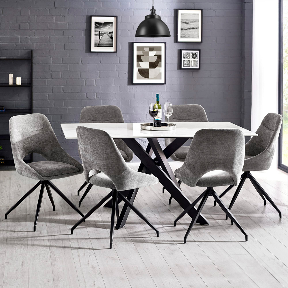 Julian Bowen Bradley 6 Seater Dining Table White Marble Effect Image 8
