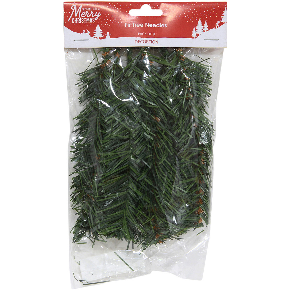 Green Fir Tree Needles Decoration 8 Pack Image 1