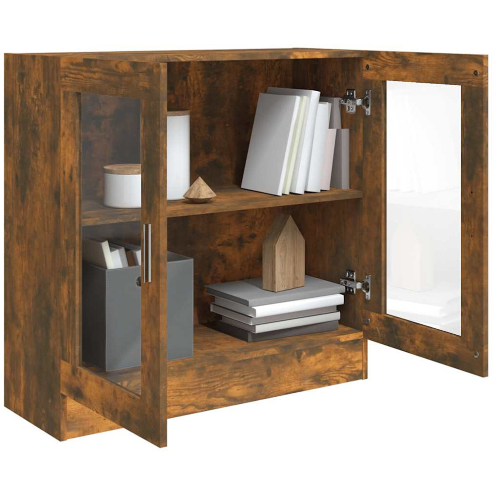 vidaXL Vitrine 2 Glass Door Smoked Oak Storage Cabinet Image 3