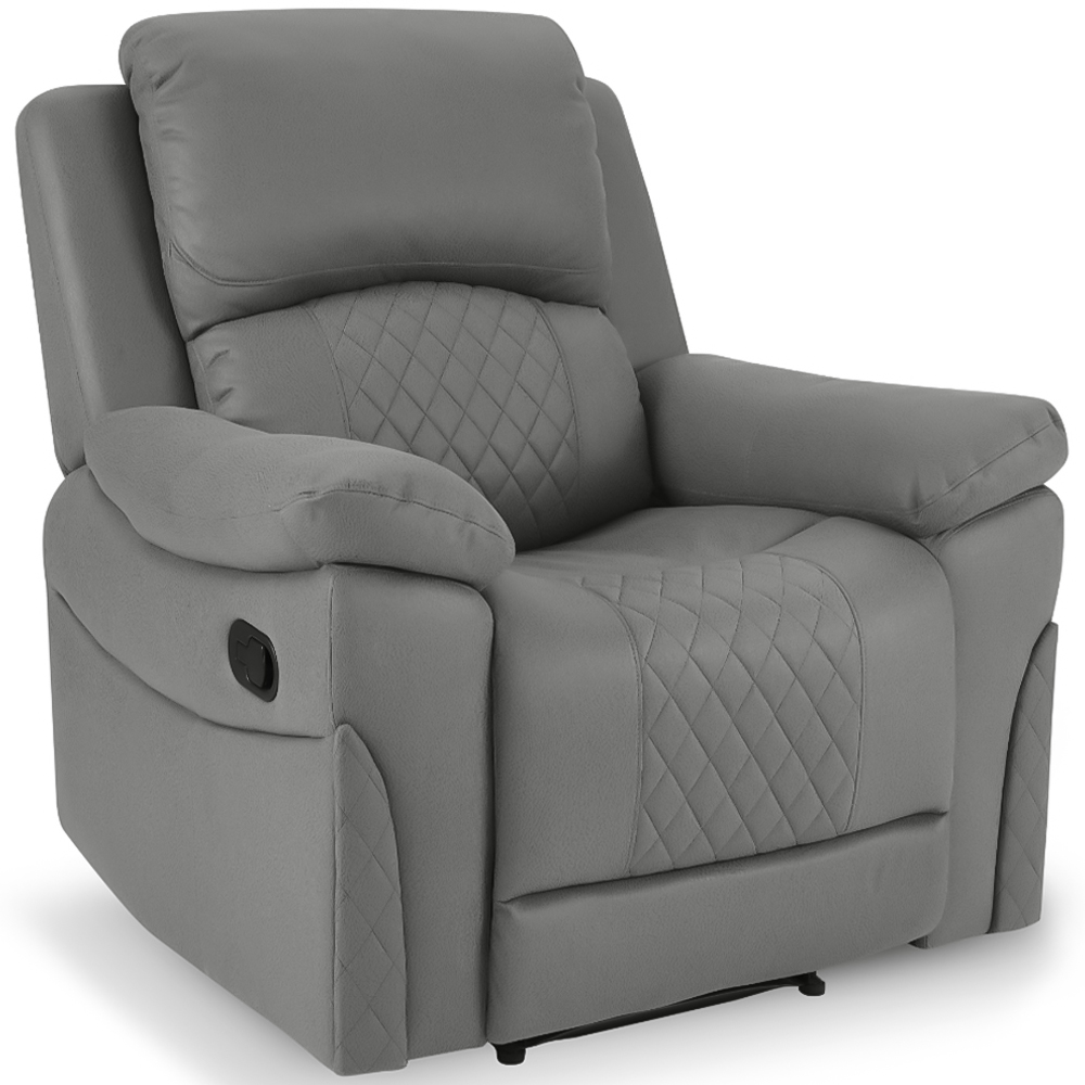 Home Detail Darius Single Seater Grey Air Leather Manual Recliner Sofa Image 2