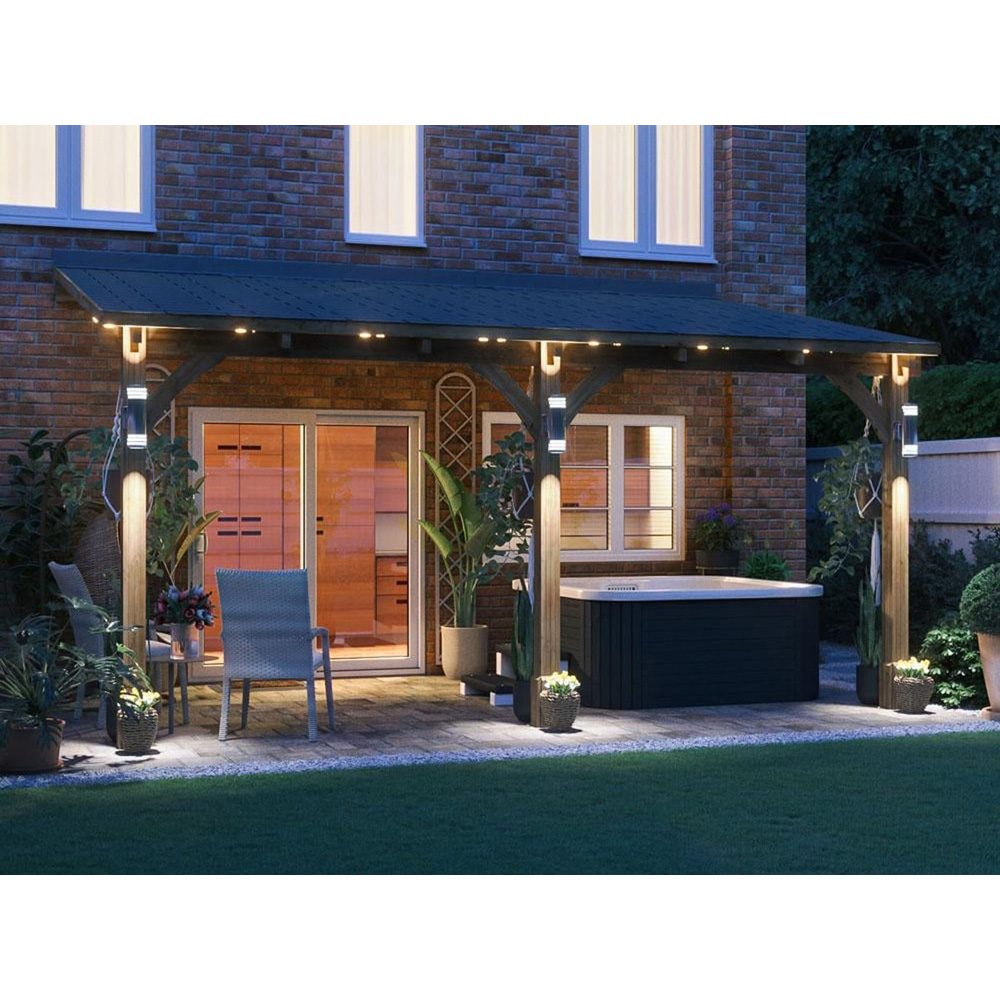 Dunster House Leviathan 5 x 3m Brown Lean To Garden Gazebo with Roof Shingles Image 4